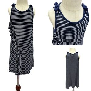 Cat and Jack Striped Ruffle Sleeveless Rayon Stretchy Dress Blue White Girls 5T